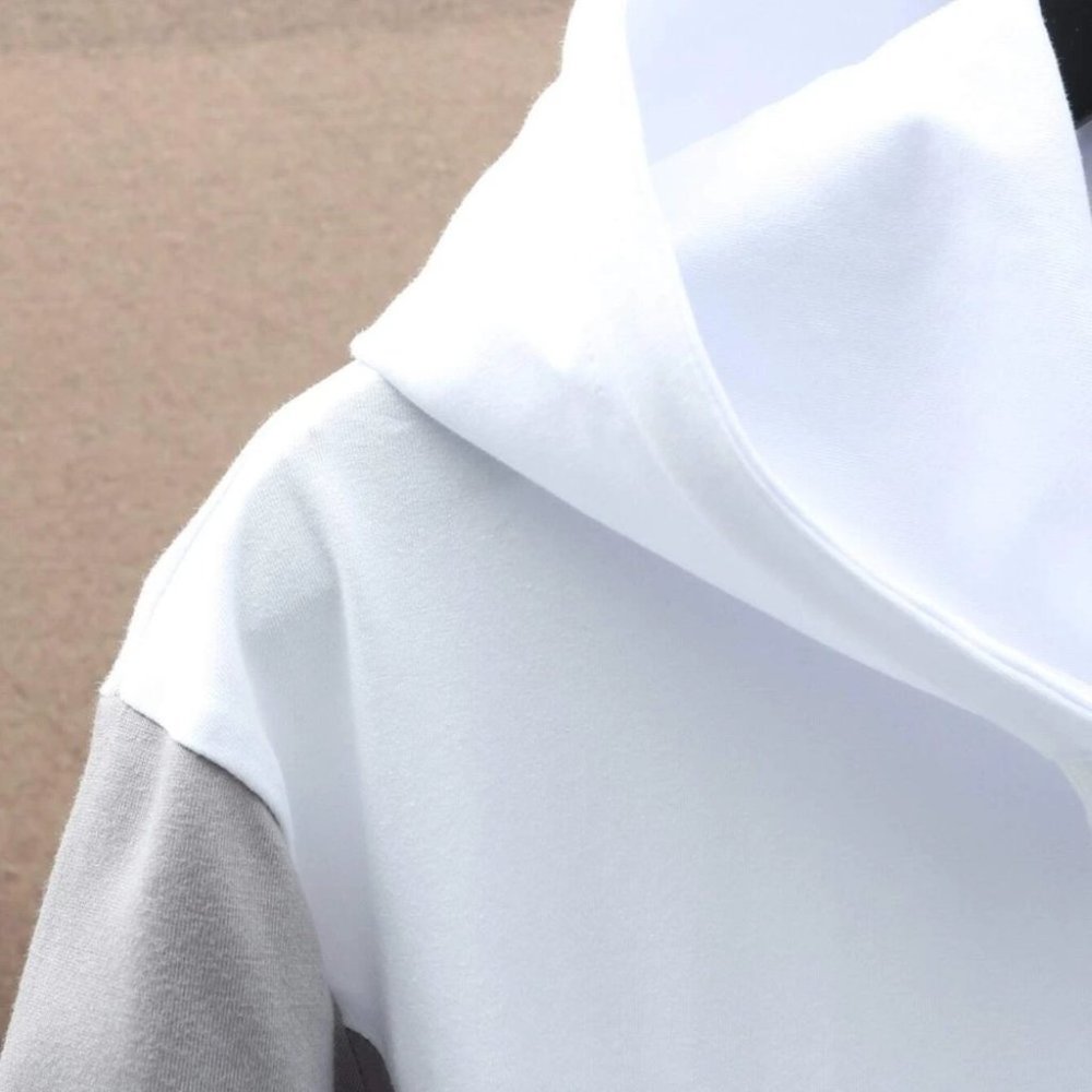 Casual Men's Contrast Colorblock Hooded Tee - Picture 7 of 8
